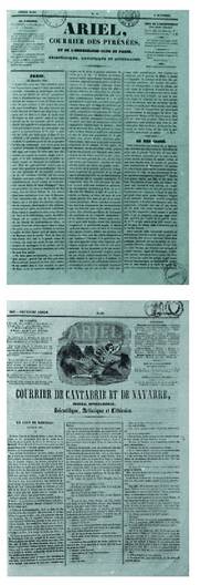 Agosti Xahok fundaturiko �Ariel� aldizkariaren lehen eta azken aleen lehenengo orrialdea.<br><br>Xahoren eskutik, besteak beste, hedatu zen Euskal Herrira erromantizismoa.<br><br>